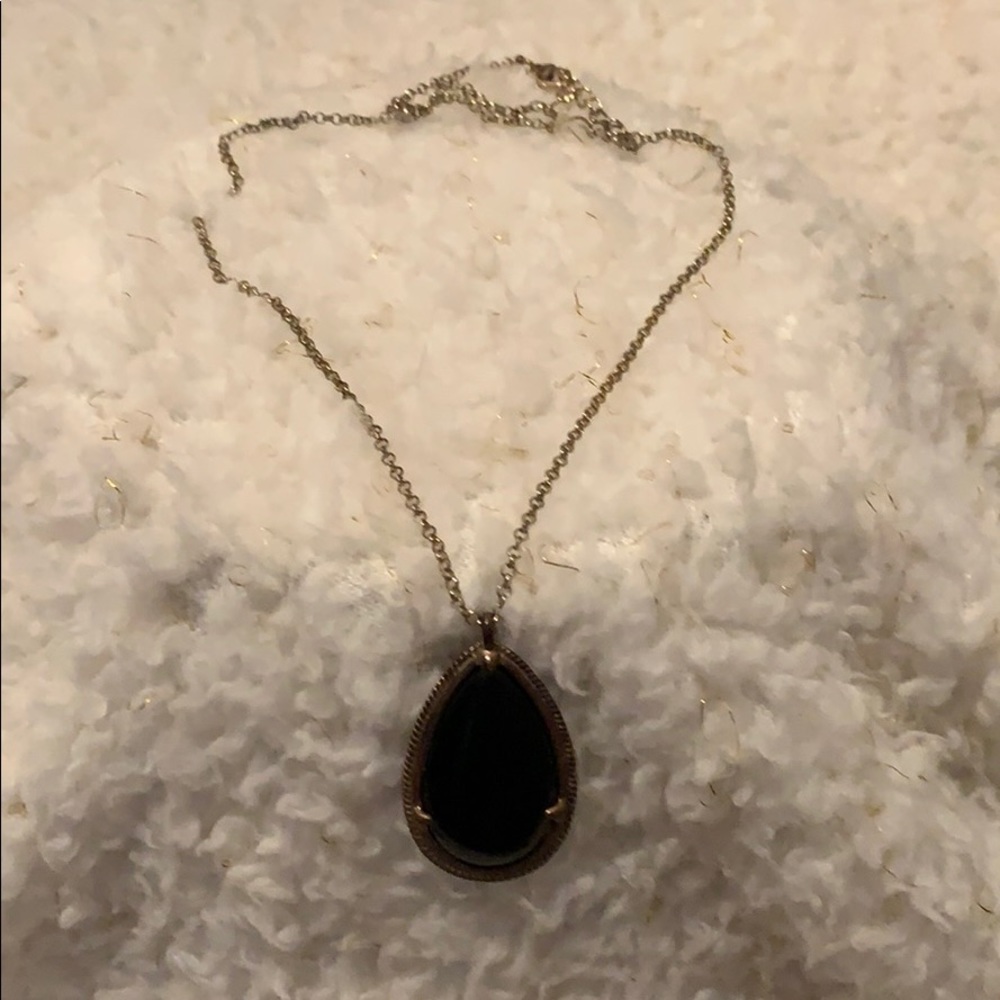 Black Onyx Teardrop Shape Necklace 16”